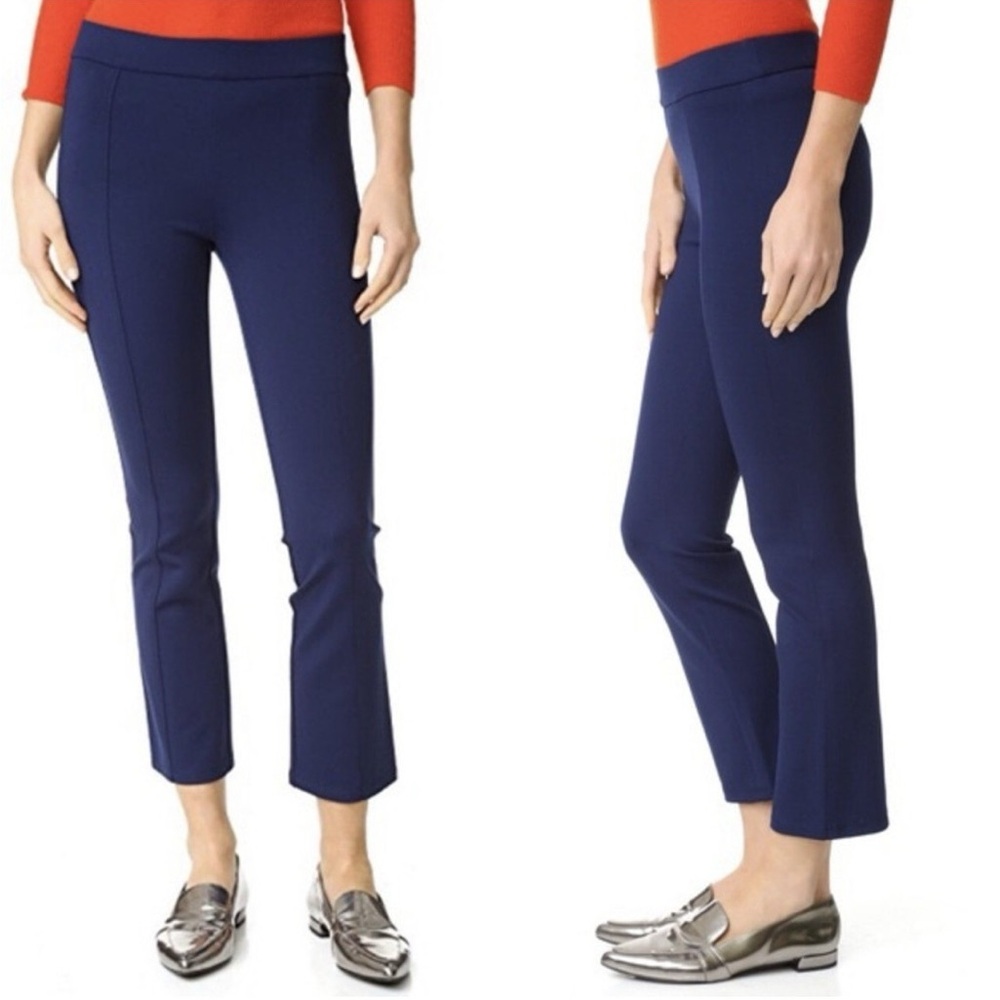 Tory Burch Stacey Ponte Pants Navy Sea Blue Crop Ankle Straight Leg Size Medium